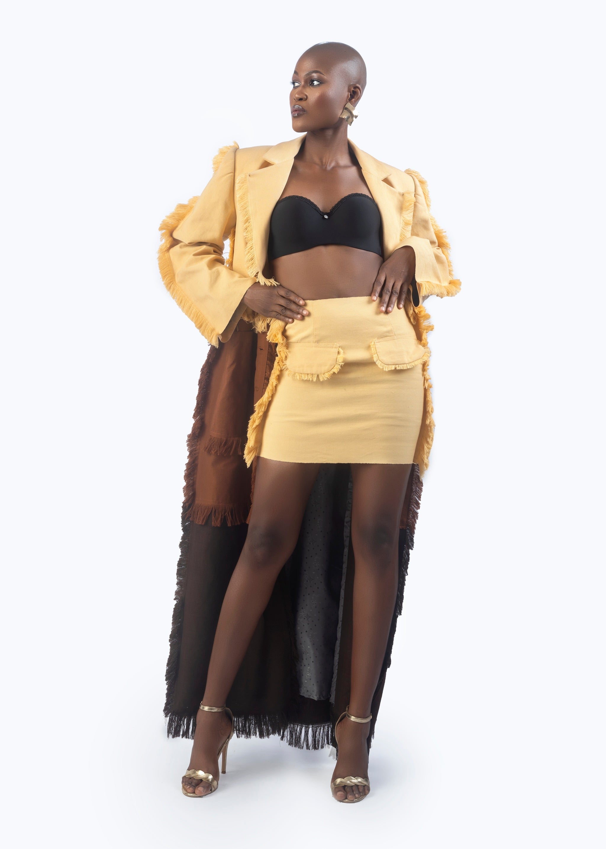 Busumuru Tiered Long Coat and Likem Skirt